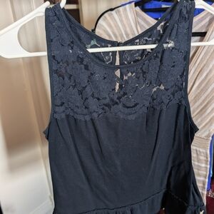 Elegant Navy Lace Women's Top